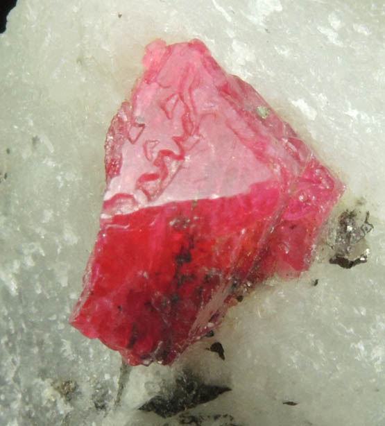 Corundum var. Ruby with minor Zircon from Mogok District, 115 km NNE of Mandalay, Mandalay Division, Myanmar (Burma)