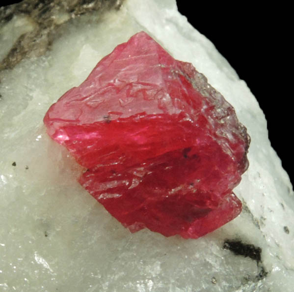 Corundum var. Ruby with minor Zircon from Mogok District, 115 km NNE of Mandalay, Mandalay Division, Myanmar (Burma)