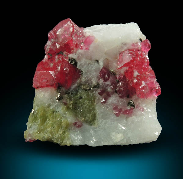 Spinel with Zircon in marble from Mogok District, 115 km NNE of Mandalay, Mandalay Division, Myanmar (Burma)