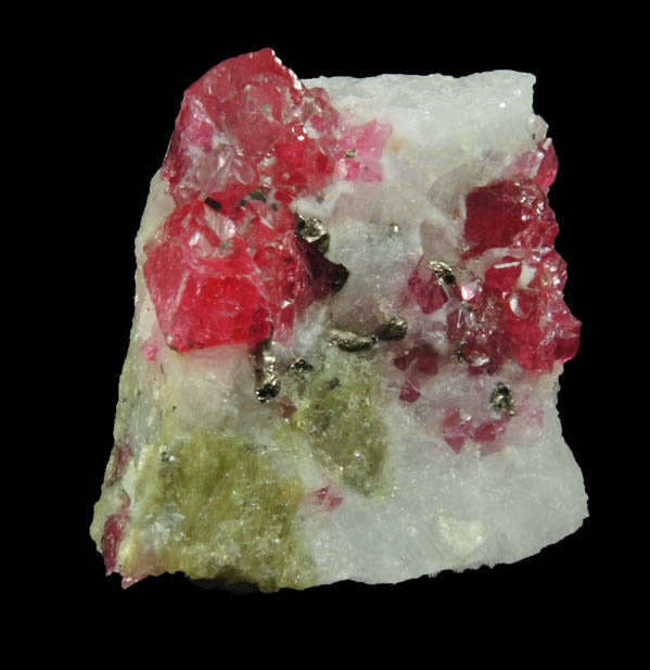 Spinel with Zircon in marble from Mogok District, 115 km NNE of Mandalay, Mandalay Division, Myanmar (Burma)