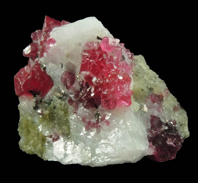 Spinel with Zircon in marble from Mogok District, 115 km NNE of Mandalay, Mandalay Division, Myanmar (Burma)