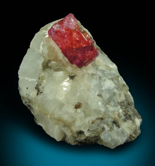 Corundum var. Ruby with Pyrite from Mogok District, 115 km NNE of Mandalay, Mandalay Division, Myanmar (Burma)