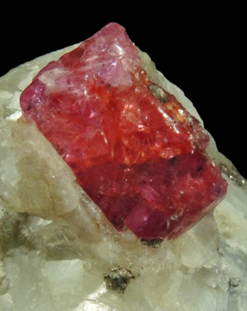 Corundum var. Ruby with Pyrite from Mogok District, 115 km NNE of Mandalay, Mandalay Division, Myanmar (Burma)