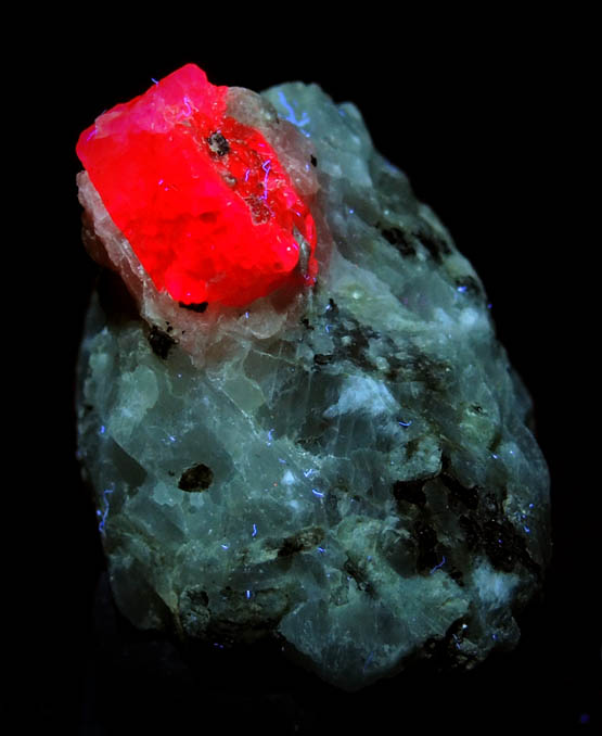 Corundum var. Ruby with Pyrite from Mogok District, 115 km NNE of Mandalay, Mandalay Division, Myanmar (Burma)