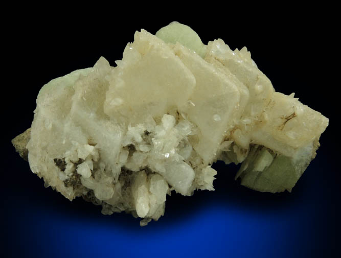 Calcite on Prehnite from Millington Quarry, Bernards Township, Somerset County, New Jersey