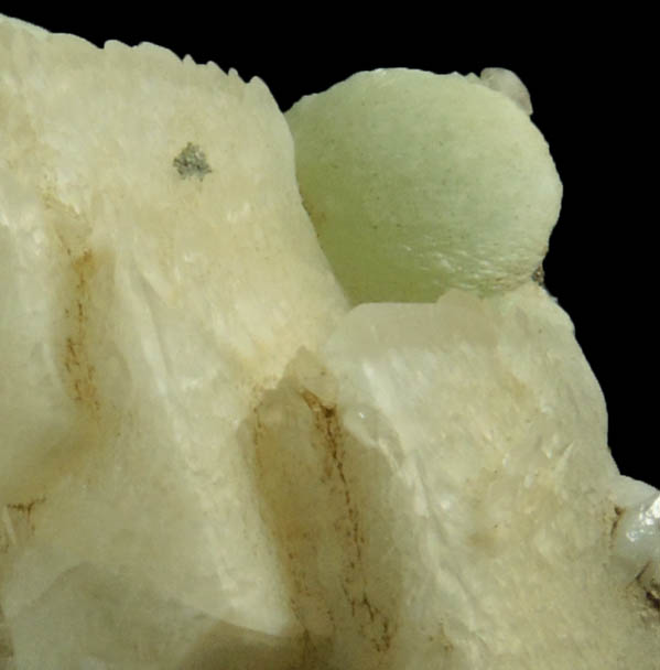 Calcite on Prehnite from Millington Quarry, Bernards Township, Somerset County, New Jersey