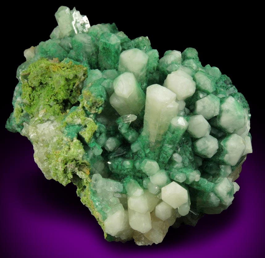 Aragonite var. Tarnowitzite with Malachite from Tsumeb Mine, Otavi-Bergland District, Oshikoto, Namibia