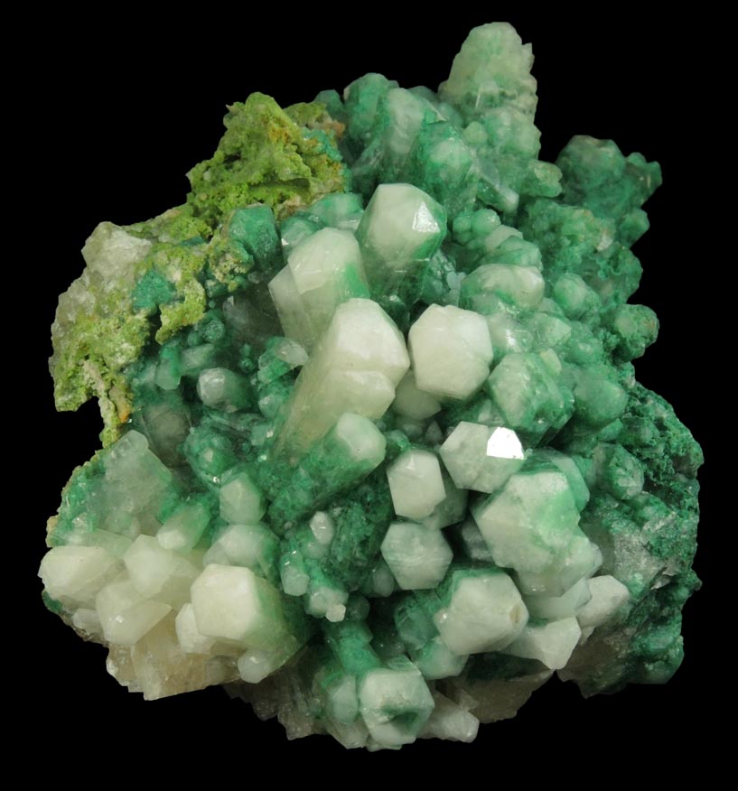 Aragonite var. Tarnowitzite with Malachite from Tsumeb Mine, Otavi-Bergland District, Oshikoto, Namibia