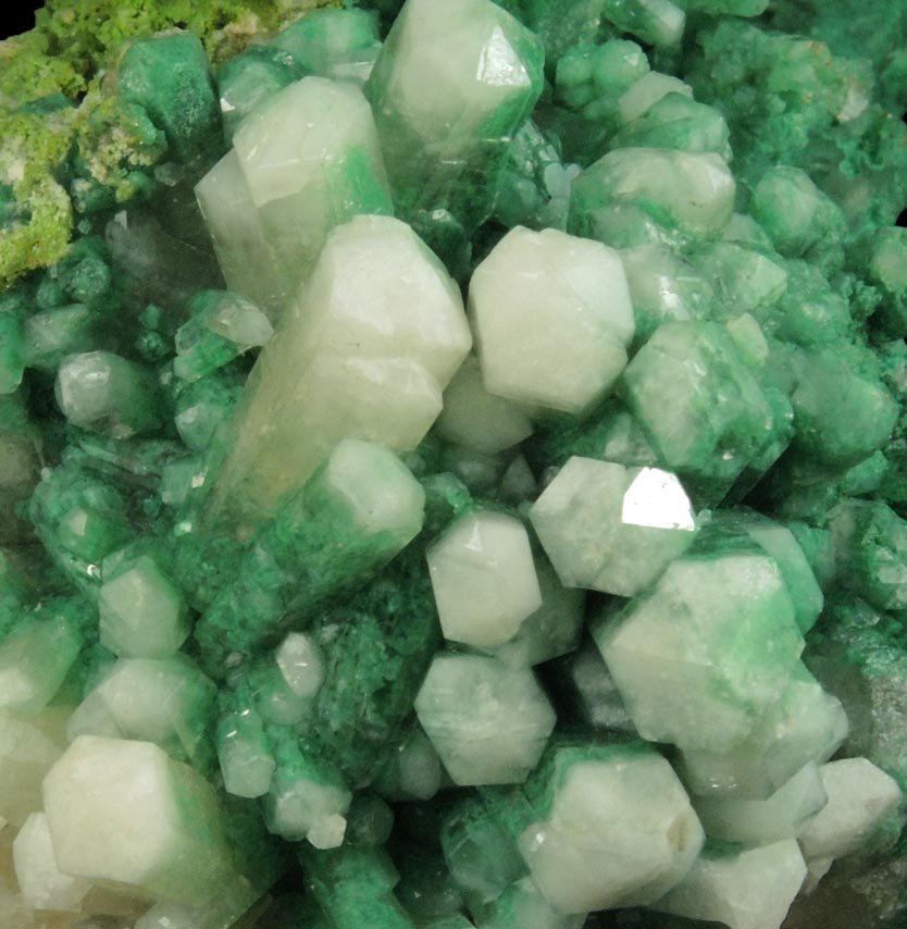 Aragonite var. Tarnowitzite with Malachite from Tsumeb Mine, Otavi-Bergland District, Oshikoto, Namibia