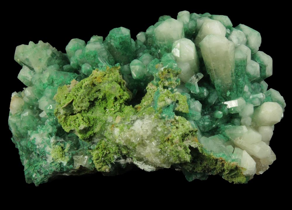 Aragonite var. Tarnowitzite with Malachite from Tsumeb Mine, Otavi-Bergland District, Oshikoto, Namibia