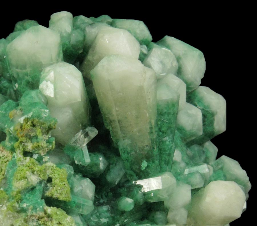 Aragonite var. Tarnowitzite with Malachite from Tsumeb Mine, Otavi-Bergland District, Oshikoto, Namibia