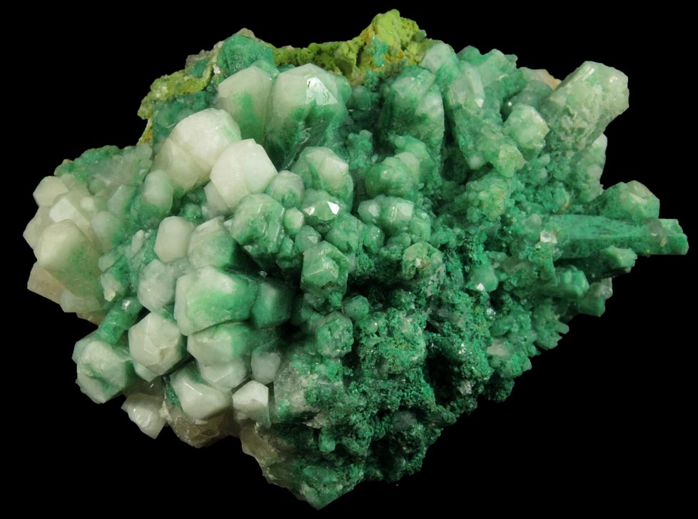 Aragonite var. Tarnowitzite with Malachite from Tsumeb Mine, Otavi-Bergland District, Oshikoto, Namibia