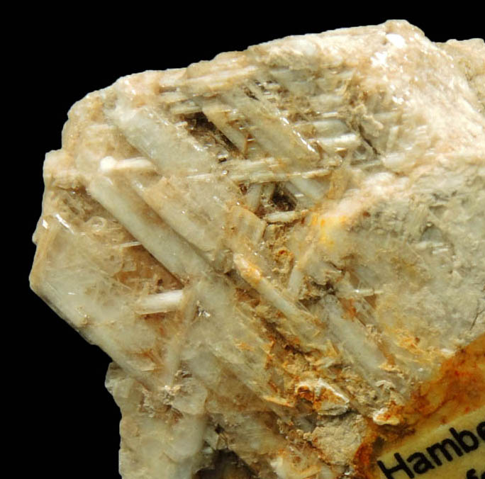 Hambergite on K-feldspar from Little Three Mine, Ramona District, San Diego County, California