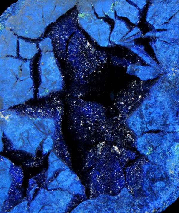 Azurite matched halves of spherical nodule from Mikheevskoe, Chelyabinsk Oblast, Southern Ural Mountains, Russia