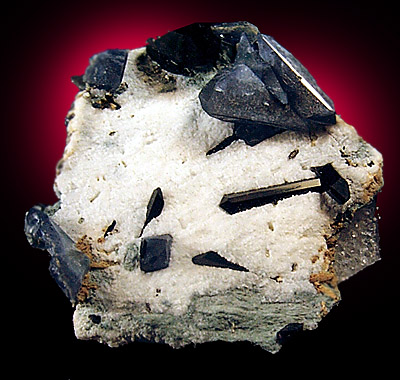 Benitoite and Natrolite in Natrolite from Benitoite locality, San Benito County, California (Type Locality for Benitoite)