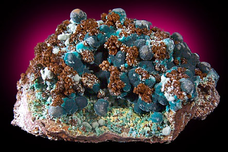 Rosasite, Aurichalcite, Plattnerite from Mina Ojuela, Mapimi, Durango, Mexico