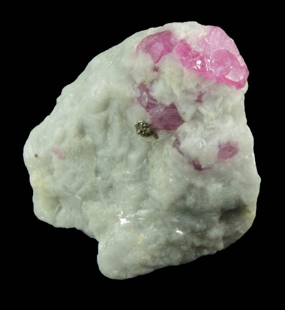 Corundum var. Ruby in marble with minor Pyrite from Jegdalek, Surobi, Kabul, Afghanistan