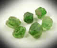 Andradite var. Demantoid Garnet (six crystals) from Klodovka, Ural Mountains, Chelyabinsk Oblast, Russia