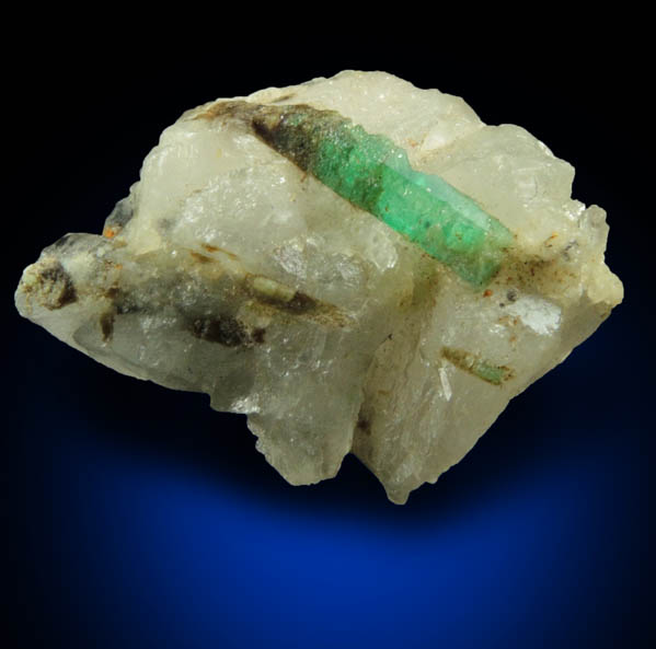 Beryl var. Emerald in Quartz from Herat-Panjsher Fault, southeastern slope of the Panjshir River, Buzmal-Khenj area, Panjshir Province, Afghanistan