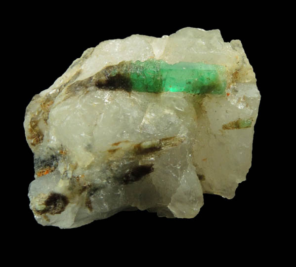 Beryl var. Emerald in Quartz from Herat-Panjsher Fault, southeastern slope of the Panjshir River, Buzmal-Khenj area, Panjshir Province, Afghanistan