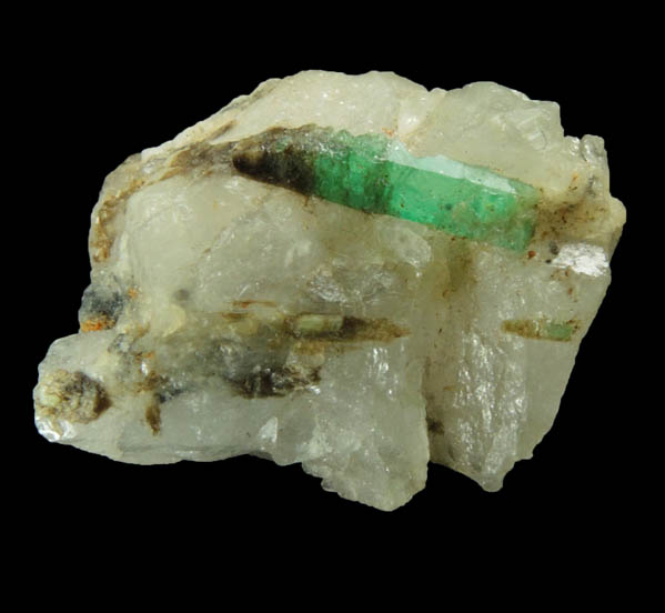 Beryl var. Emerald in Quartz from Herat-Panjsher Fault, southeastern slope of the Panjshir River, Buzmal-Khenj area, Panjshir Province, Afghanistan