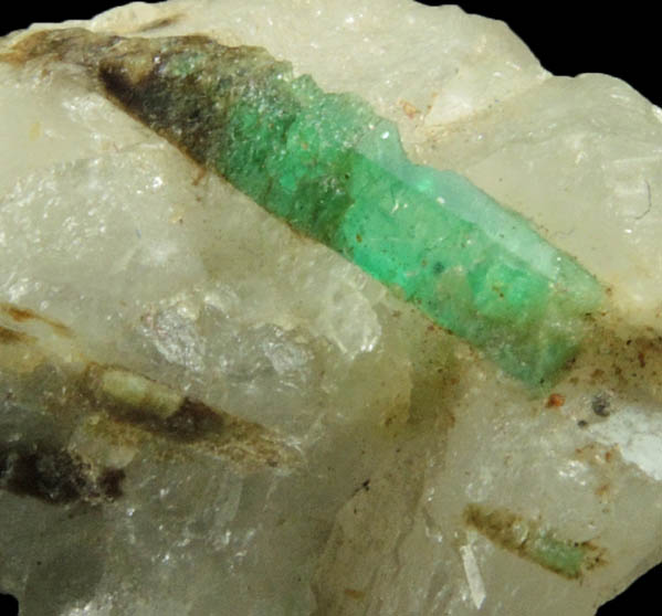 Beryl var. Emerald in Quartz from Herat-Panjsher Fault, southeastern slope of the Panjshir River, Buzmal-Khenj area, Panjshir Province, Afghanistan