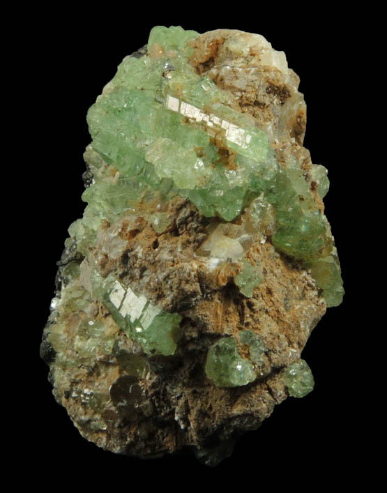 Grossular var. Tsavorite Garnet (unusual linear compound crystals) from Merelani Hills, near Arusha, Tanzania