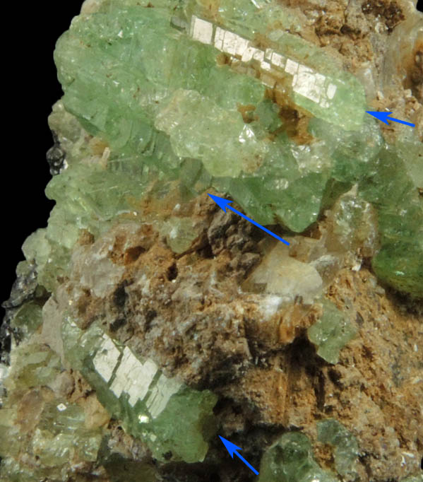 Grossular var. Tsavorite Garnet (unusual linear compound crystals) from Merelani Hills, near Arusha, Tanzania