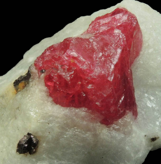 Spinel with Zircon in marble with Pyrite from Mogok District, 115 km NNE of Mandalay, Mandalay Division, Myanmar (Burma)