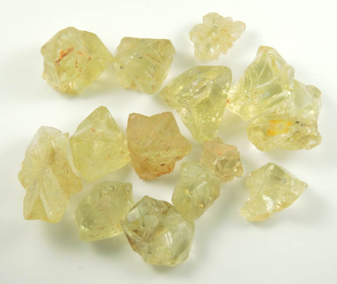 Chrysoberyl (14 gem-grade twinned crystals) from Pancas, Esprito Santo, Brazil