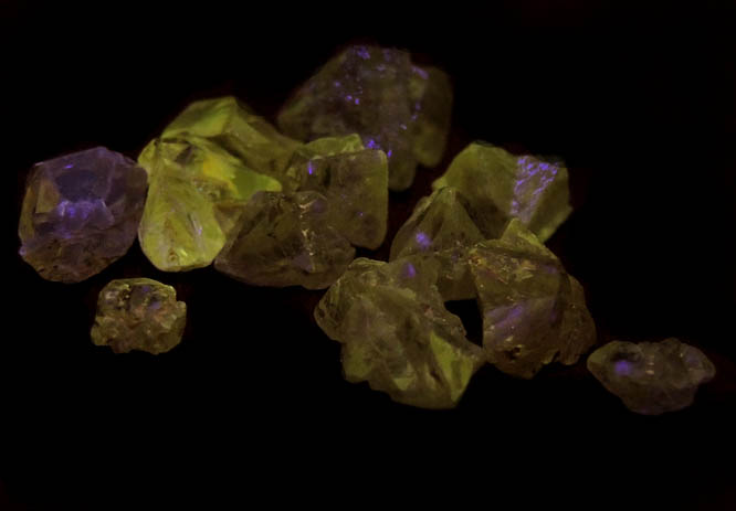 Chrysoberyl (14 gem-grade twinned crystals) from Pancas, Esprito Santo, Brazil