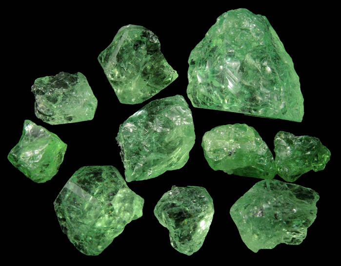 Grossular var. Tsavorite Garnet (cutting rough) from Merelani Hills, near Arusha, Tanzania