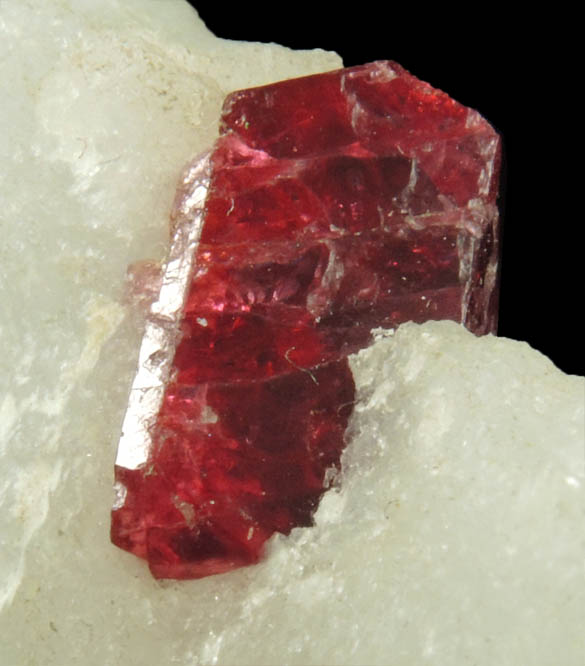 Spinel in marble from Mogok District, 115 km NNE of Mandalay, Mandalay Division, Myanmar (Burma)