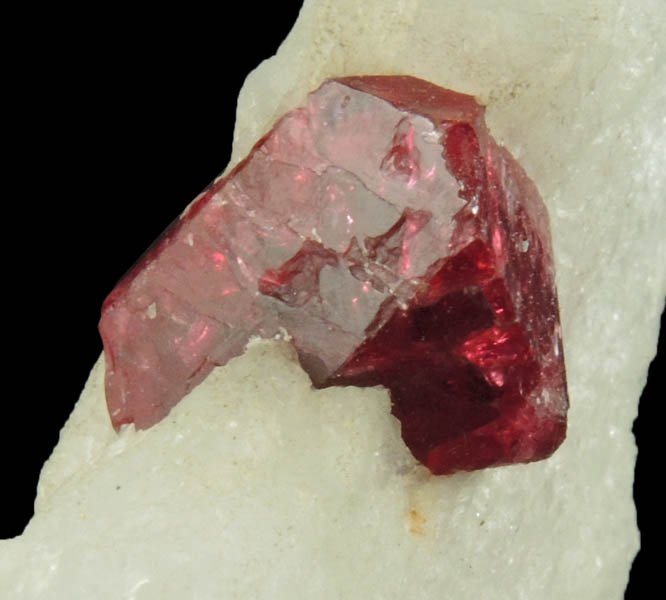 Spinel in marble from Mogok District, 115 km NNE of Mandalay, border region between Sagaing and Mandalay Divisions, Myanmar