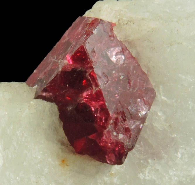Spinel in marble from Mogok District, 115 km NNE of Mandalay, border region between Sagaing and Mandalay Divisions, Myanmar