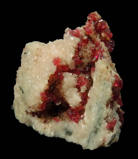 Roselite on Dolomite-Calcite from Aghbar Mine, 10 km east of Bou Azzer Mine, Zagora, Dra-Tafilalet, Morocco