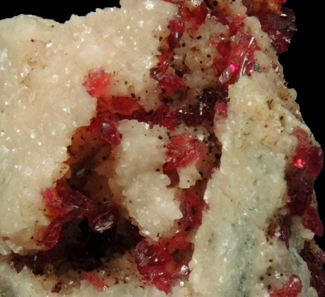 Roselite on Dolomite-Calcite from Aghbar Mine, 10 km east of Bou Azzer Mine, Zagora, Dra-Tafilalet, Morocco