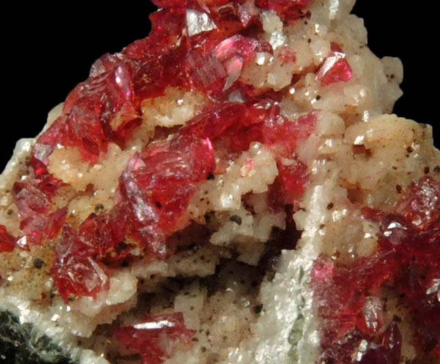 Roselite on Dolomite-Calcite from Aghbar Mine, 10 km east of Bou Azzer Mine, Zagora, Dra-Tafilalet, Morocco