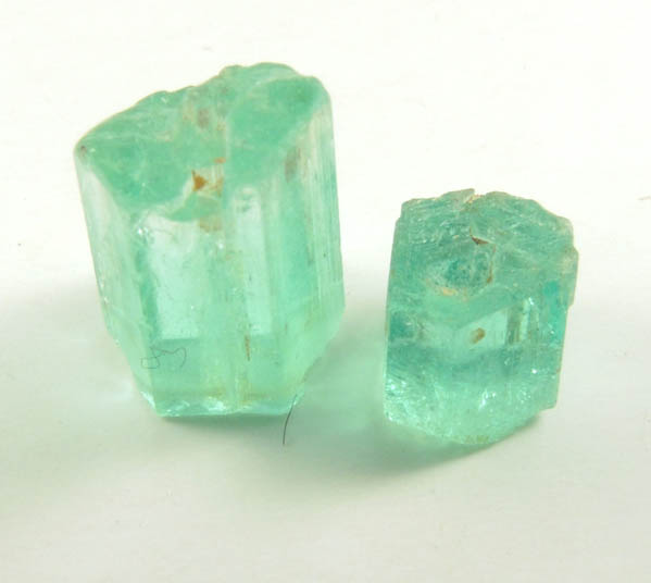 Beryl var. Emerald (two partial crystals) from Vasquez-Yacopi Mining District, Boyac Department, Colombia