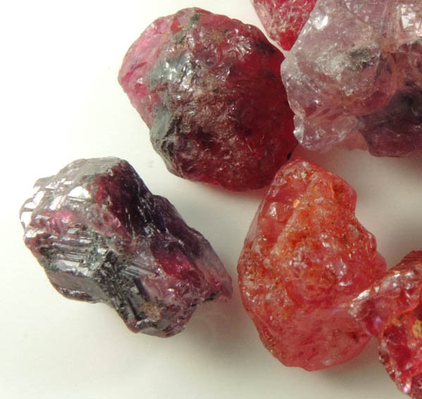 Corundum var. Ruby-Colored Sapphire (nine loose crystals) from Winza, Mpwapwa District, Dodoma, Tanzania
