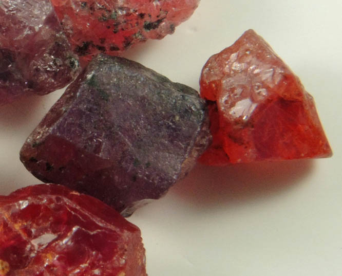 Corundum var. Ruby-Colored Sapphire (nine loose crystals) from Winza, Mpwapwa District, Dodoma, Tanzania