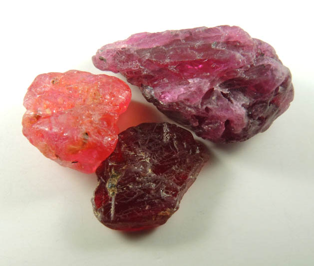 Corundum var. Ruby (three loose crystals) from Mozambique