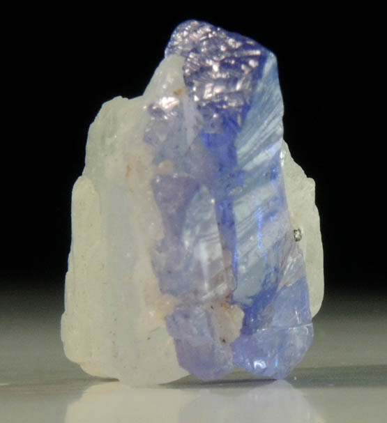 Tanzanite Crystal (blue gem variety of the mineral Zoisite) in Calcite from Merelani Hills, western slope of Lelatama Mountains, Arusha Region, Tanzania (Type Locality for Tanzanite)
