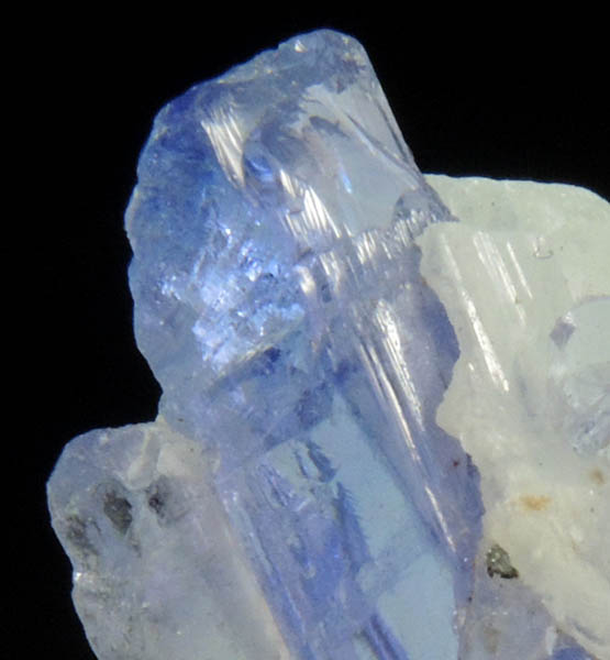 Tanzanite Crystal (blue gem variety of the mineral Zoisite) in Calcite from Merelani Hills, western slope of Lelatama Mountains, Arusha Region, Tanzania (Type Locality for Tanzanite)