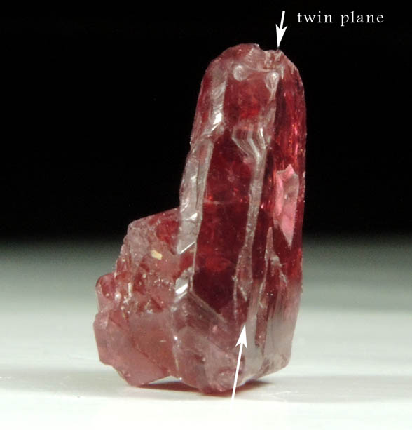 Spinel (twinned crystals) from Mogok District, 115 km NNE of Mandalay, Mandalay Division, Myanmar (Burma)