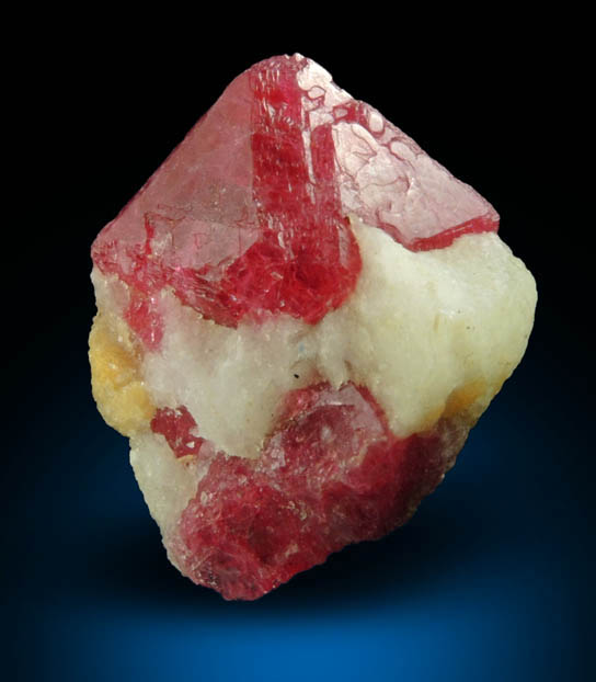 Spinel in marble from Mogok District, 115 km NNE of Mandalay, Mandalay Division, Myanmar (Burma)