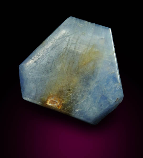 Corundum var. Blue Sapphire (with one face polished) from Mogok District, 115 km NNE of Mandalay, Mandalay Division, Myanmar (Burma)