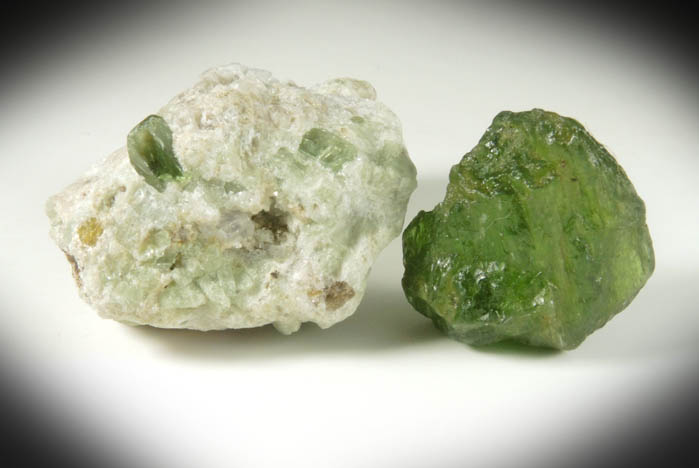 Diopside var. Chrome Diopside (rough with crystal in matrix) from Chamachu, Skardu District, Haramosh Mountains, Gilgit-Baltistan, Pakistan