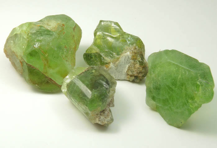 Peridot (gem variety of Forsterite) 4 pieces gem rough from Suppat, Naran-Kagan Valley, Kohistan District, Khyber Pakhtunkhwa (North-West Frontier Province), Pakistan