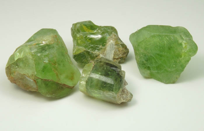 Peridot (gem variety of Forsterite) 4 pieces gem rough from Suppat, Naran-Kagan Valley, Kohistan District, Khyber Pakhtunkhwa (North-West Frontier Province), Pakistan